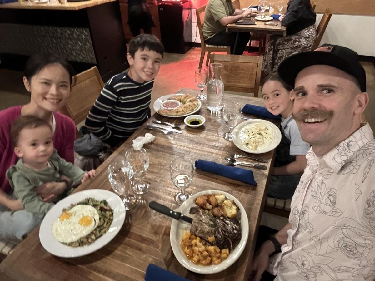 Celebratory dinner for Lincoln's acceptance into the best private school in the state.
